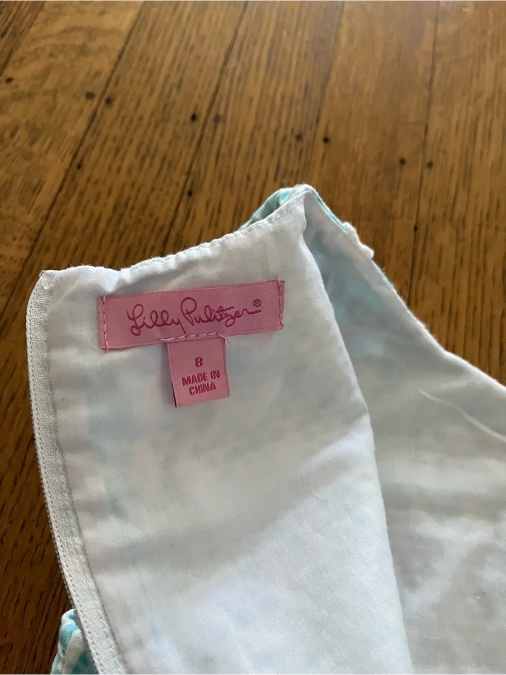 Lilly Pulitzer Aqua and White Eyelet-Trim Shift Dress